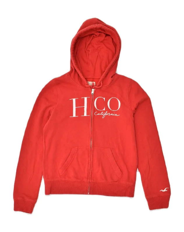 HOLLISTER Womens Graphic Zip Hoodie Sweater UK 10 Small Red Cotton Plaid Sweater Polka Dot Checkered HOLLISTER Womens Graphic Zip Hoodie Sweater UK 10 Small Red Cotton Plaid Sweater Polka Dot Checkered
