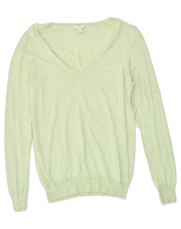 J. CREW Womens V-Neck Jumper Sweater UK 10 Small Green Cotton Chenille Blend Fleece Blend Nylon Blend J. CREW Womens V-Neck Jumper Sweater UK 10 Small Green Cotton Chenille Blend Fleece Blend Nylon Blend