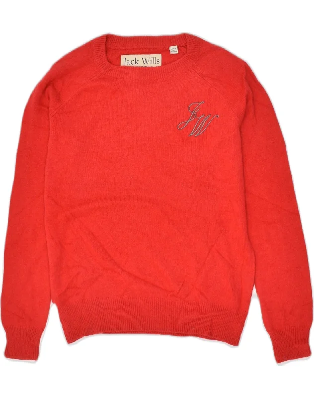 JACK WILLS Womens Crew Neck Jumper Sweater UK 10 Small Red Viscose Denim Fabric Leather Fabric Suede Fabric JACK WILLS Womens Crew Neck Jumper Sweater UK 10 Small Red Viscose Denim Fabric Leather Fabric Suede Fabric