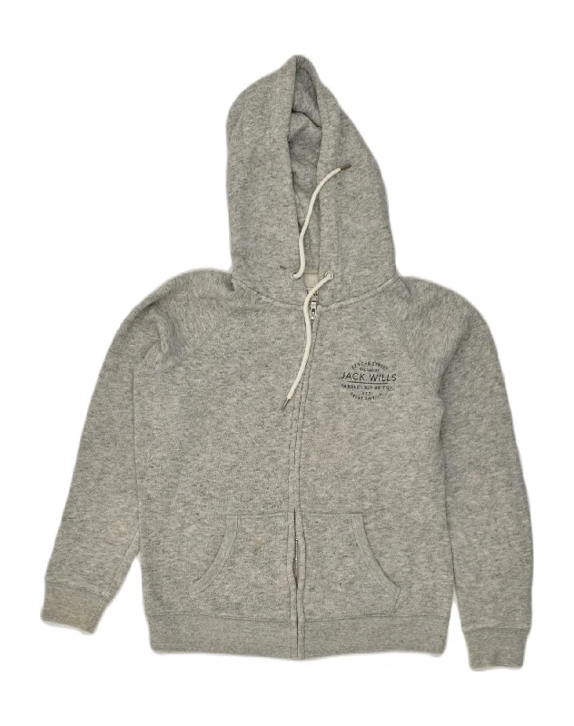 JACK WILLS Womens Loose Fit Zip Hoodie Sweater UK 12 Medium Grey Cotton Terry Blend Velvet Blend Canvas Blend JACK WILLS Womens Loose Fit Zip Hoodie Sweater UK 12 Medium Grey Cotton Terry Blend Velvet Blend Canvas Blend