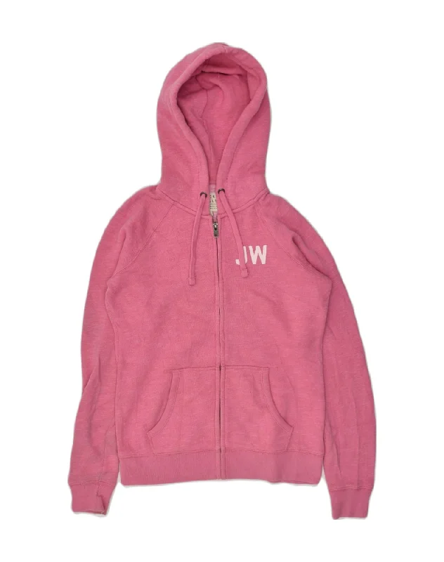 JACK WILLS Womens Zip Hoodie Sweater UK 10 Small Pink Cotton Fleece Sweater Nylon Polyester JACK WILLS Womens Zip Hoodie Sweater UK 10 Small Pink Cotton Fleece Sweater Nylon Polyester
