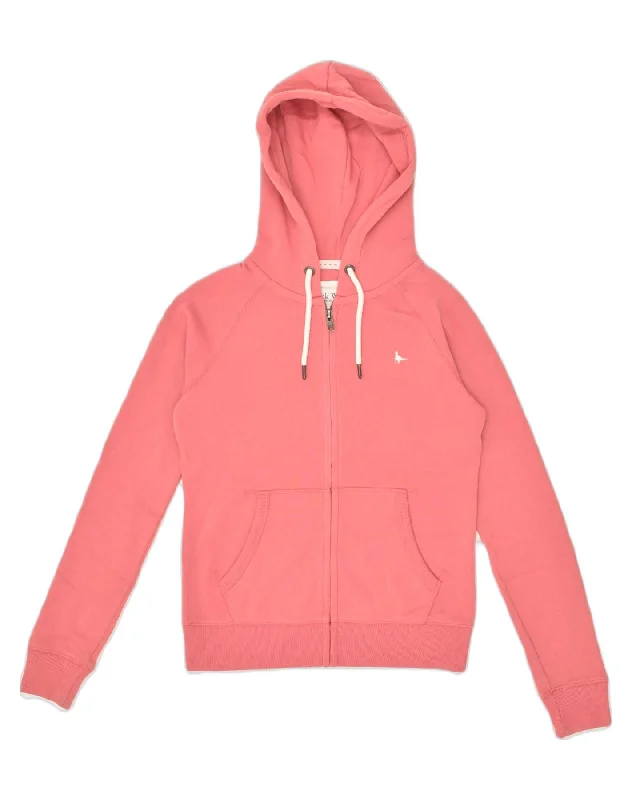 JACK WILLS Womens Zip Hoodie Sweater UK 12 Medium Pink Cotton Satin Blend Silk Blend Wool Blend JACK WILLS Womens Zip Hoodie Sweater UK 12 Medium Pink Cotton Satin Blend Silk Blend Wool Blend