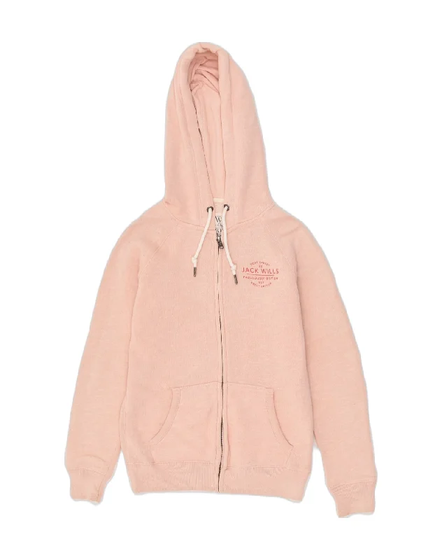 JACK WILLS Womens Zip Hoodie Sweater UK 8 Small Pink Cotton Boxy Sweater Fitted Sweater A-Line JACK WILLS Womens Zip Hoodie Sweater UK 8 Small Pink Cotton Boxy Sweater Fitted Sweater A-Line