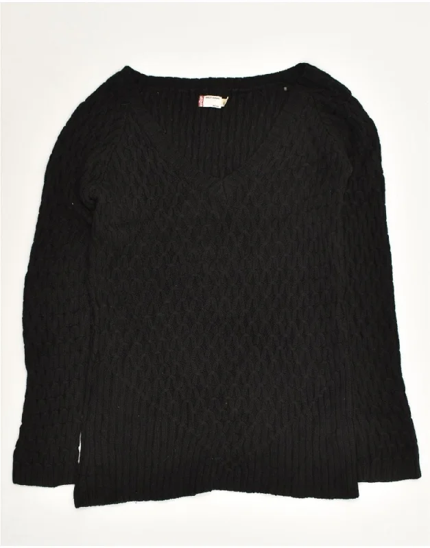 LEVI'S Womens V-Neck Jumper Sweater UK 14 Large Black Acrylic Machine Wash Dry Clean Hand Wash LEVI'S Womens V-Neck Jumper Sweater UK 14 Large Black Acrylic Machine Wash Dry Clean Hand Wash