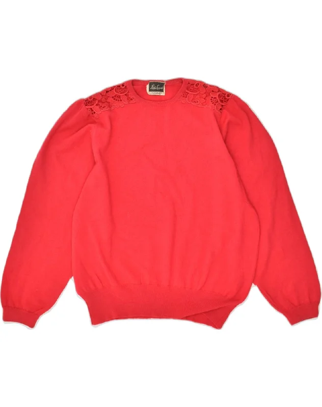LUISA SPAGNOLI Womens Crew Neck Jumper Sweater UK 14 Medium Red Wool Elasticated Padded Insulated LUISA SPAGNOLI Womens Crew Neck Jumper Sweater UK 14 Medium Red Wool Elasticated Padded Insulated