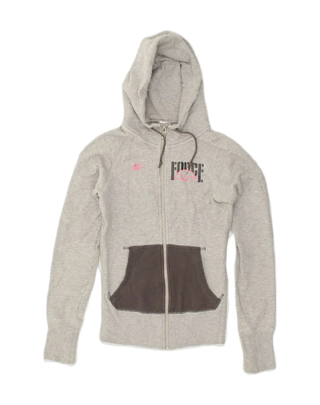 NIKE Womens Graphic Zip Hoodie Sweater UK 6 XS Grey Colourblock Sweater Knitwear Pullover NIKE Womens Graphic Zip Hoodie Sweater UK 6 XS Grey Colourblock Sweater Knitwear Pullover