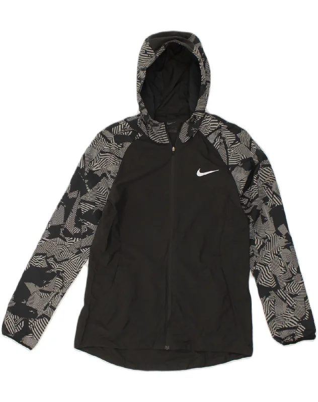NIKE Womens Zip Hoodie Sweater UK 10 Small Black Colourblock Polyester Striped Floral Plaid NIKE Womens Zip Hoodie Sweater UK 10 Small Black Colourblock Polyester Striped Floral Plaid