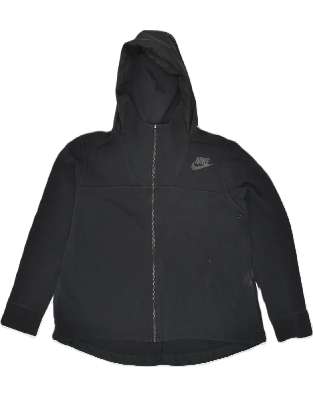 NIKE Womens Zip Hoodie Sweater UK 16 Large Black Cotton Layered Multi-layer Single Layer NIKE Womens Zip Hoodie Sweater UK 16 Large Black Cotton Layered Multi-layer Single Layer