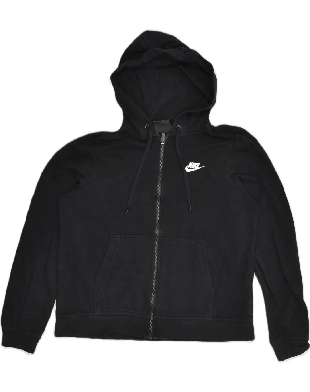 NIKE Womens Zip Hoodie Sweater UK 16 Large Black Cotton Layered Multi-layer Single Layer NIKE Womens Zip Hoodie Sweater UK 16 Large Black Cotton Layered Multi-layer Single Layer