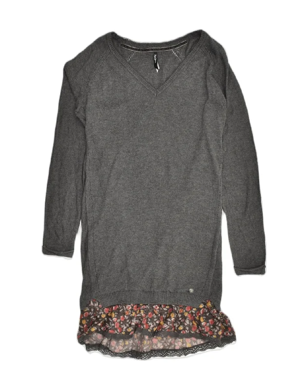 PEPE JEANS Womens Jumper Sweater UK 12 Medium Grey Rayon Modern Contemporary Chic