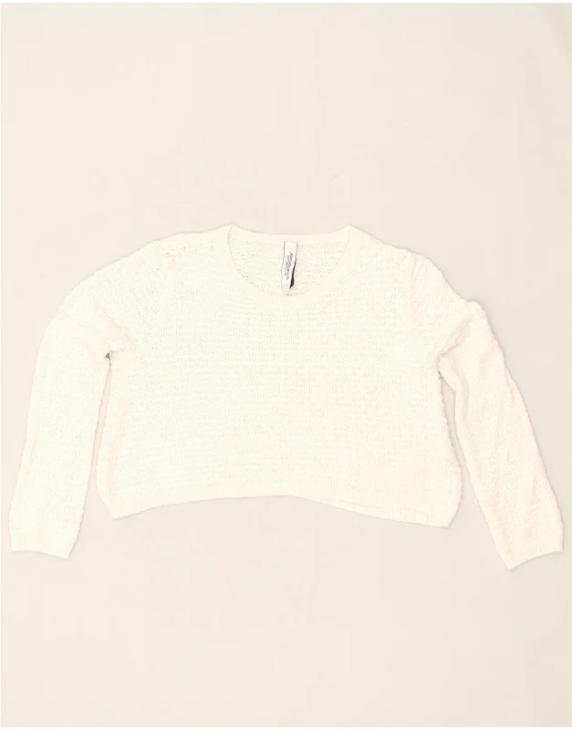 PULL & BEAR Womens Crop Boat Neck Jumper Sweater UK 10 Small White Cotton Turtle Neck Boat Neck Asymmetrical Neck PULL & BEAR Womens Crop Boat Neck Jumper Sweater UK 10 Small White Cotton Turtle Neck Boat Neck Asymmetrical Neck