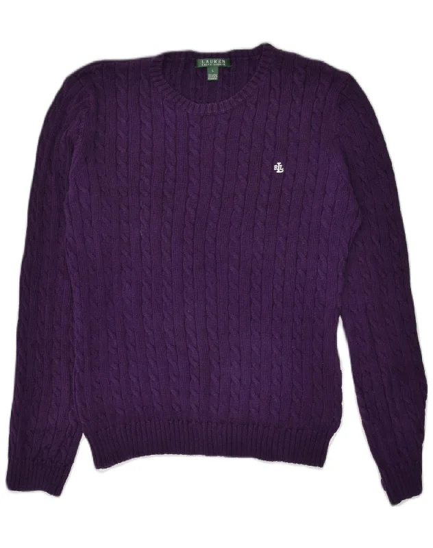 RALPH LAUREN Womens Boat Neck Jumper Sweater UK 16 Large Purple Cotton Lace Blend Ribbed Blend Corduroy Blend RALPH LAUREN Womens Boat Neck Jumper Sweater UK 16 Large Purple Cotton Lace Blend Ribbed Blend Corduroy Blend