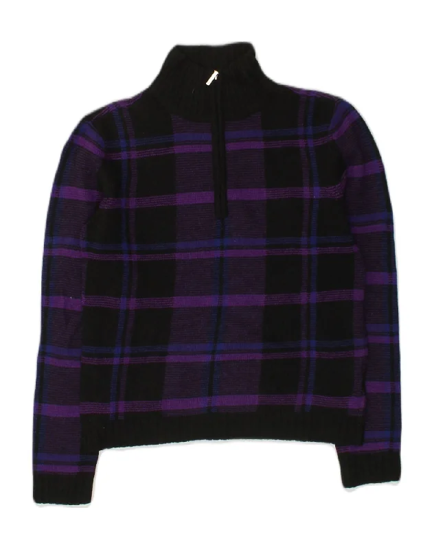 RALPH LAUREN Womens Zip Neck Jumper Sweater UK 10 Small Purple Striped Soft Cozy Warm RALPH LAUREN Womens Zip Neck Jumper Sweater UK 10 Small Purple Striped Soft Cozy Warm