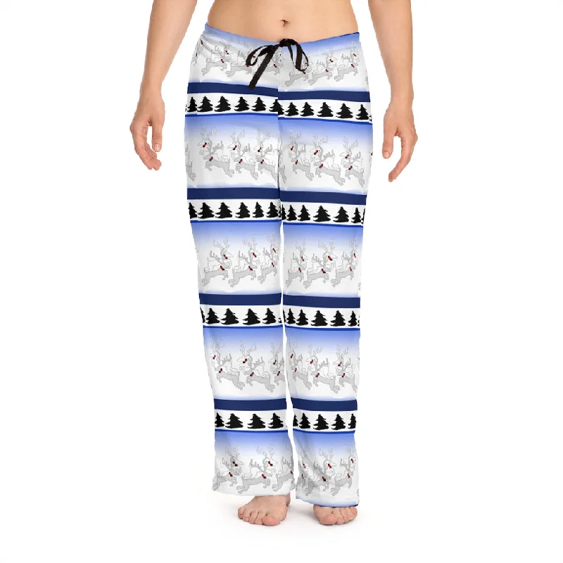Reindeer Sweater Pattern Women's Pajama Pants (AOP) Embroidered Appliqued Beaded