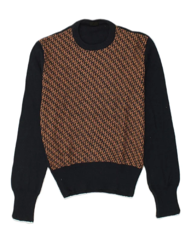 RODES Womens Crew Neck Jumper Sweater IT 48 XL Navy Blue Colourblock Oversized Loose Flowy