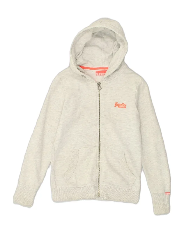 SUPERDRY Womens Zip Hoodie Sweater UK 10 Small Grey Cotton Mesh Sweater Canvas Denim SUPERDRY Womens Zip Hoodie Sweater UK 10 Small Grey Cotton Mesh Sweater Canvas Denim