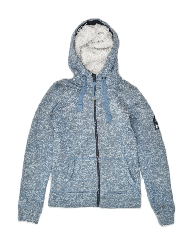 SUPERDRY Womens Zip Hoodie Sweater UK 8 Small Blue Flecked Polyester Iron Safe Non-Iron Wrinkle Free SUPERDRY Womens Zip Hoodie Sweater UK 8 Small Blue Flecked Polyester Iron Safe Non-Iron Wrinkle Free