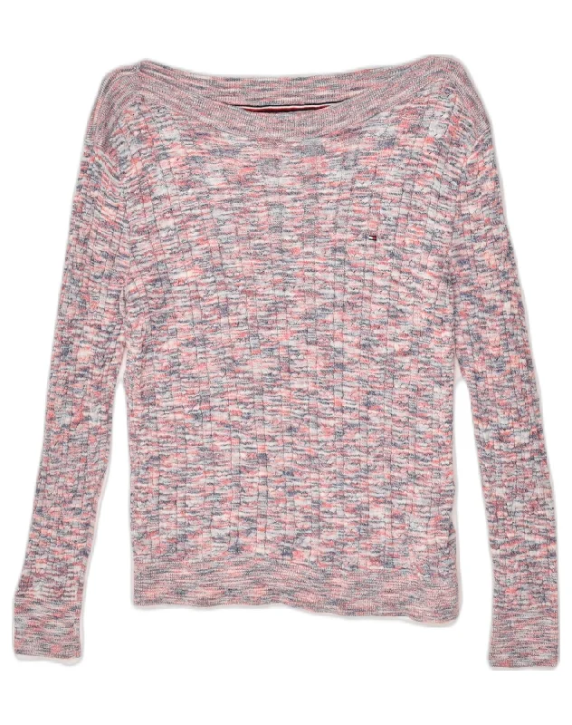 TOMMY HILFIGER Womens Boat Neck Jumper Sweater UK 8 Small Pink Flecked Machine Wash Dry Clean Hand Wash TOMMY HILFIGER Womens Boat Neck Jumper Sweater UK 8 Small Pink Flecked Machine Wash Dry Clean Hand Wash