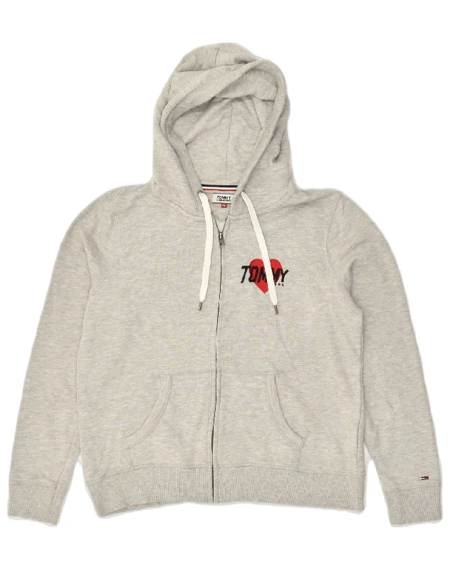 TOMMY HILFIGER Womens Zip Hoodie Sweater UK 18 XL Grey Cotton Stylish Fashionable Trendy TOMMY HILFIGER Womens Zip Hoodie Sweater UK 18 XL Grey Cotton Stylish Fashionable Trendy