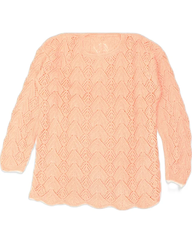 VINTAGE Womens Crew Neck Jumper Sweater UK 16 Large Pink Stretchy Elastic Breathable VINTAGE Womens Crew Neck Jumper Sweater UK 16 Large Pink Stretchy Elastic Breathable