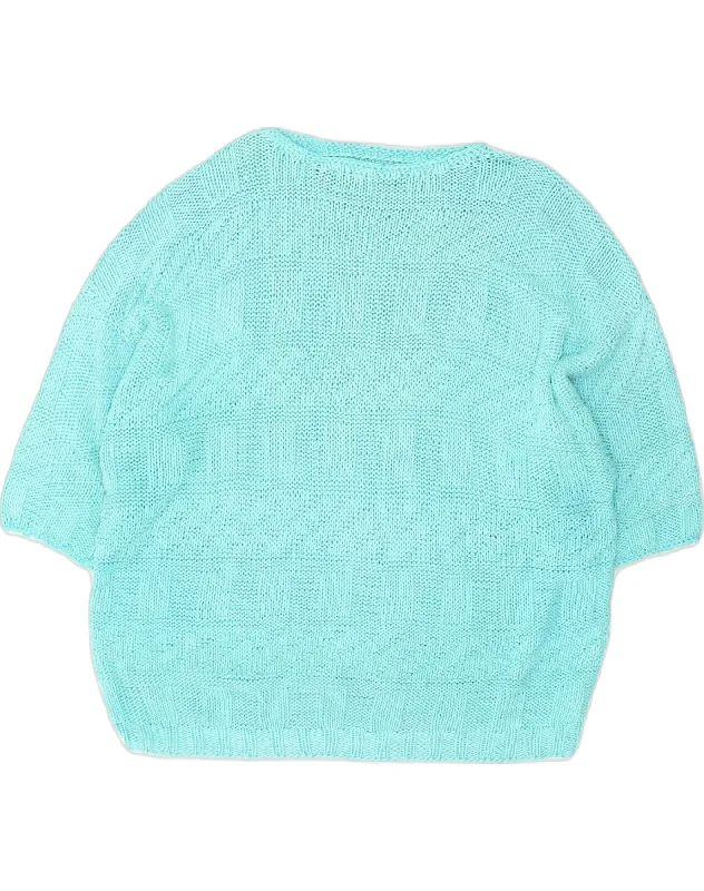 VINTAGE Womens Oversized Boat Neck Jumper Sweater UK 20 2XL Blue Oversized Loose Flowy VINTAGE Womens Oversized Boat Neck Jumper Sweater UK 20 2XL Blue Oversized Loose Flowy