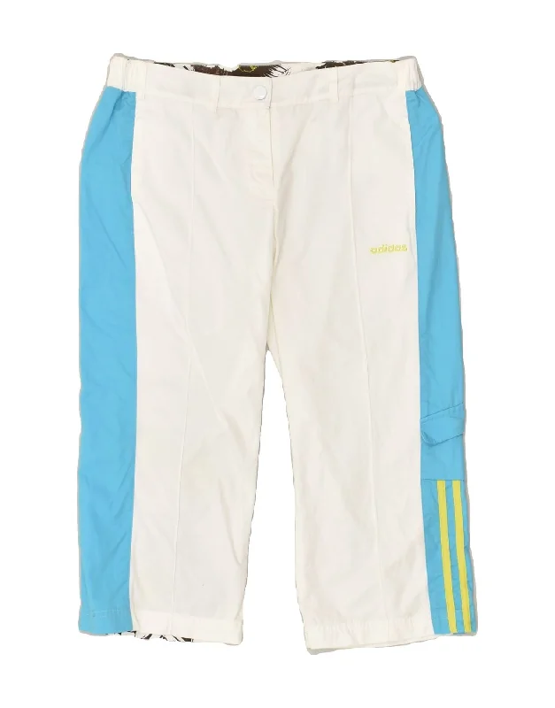 ADIDAS Womens Capri Graphic Tracksuit Trousers UK 10 Small White Trousers Striped Patterned ADIDAS Womens Capri Graphic Tracksuit Trousers UK 10 Small White Trousers Striped Patterned