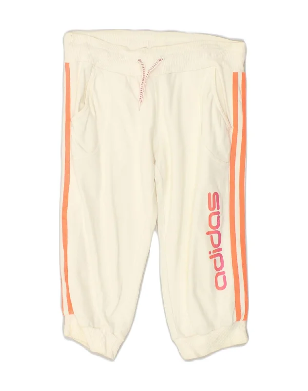 ADIDAS Womens Capri Tracksuit Trousers Joggers UK 8 Small Off White Cotton Trousers Running Lightweight ADIDAS Womens Capri Tracksuit Trousers Joggers UK 8 Small Off White Cotton Trousers Running Lightweight
