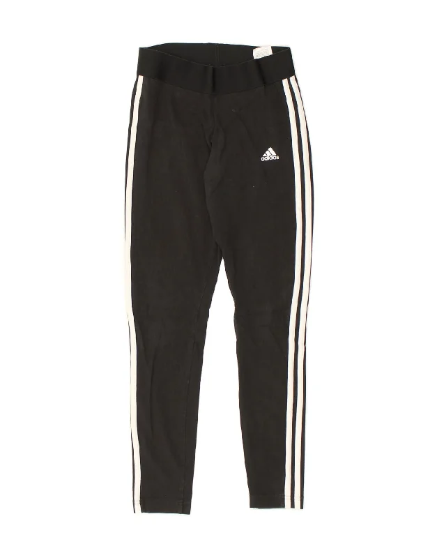 ADIDAS Womens Tracksuit Trousers UK 10 Small Black Cotton Trousers Capri Summer