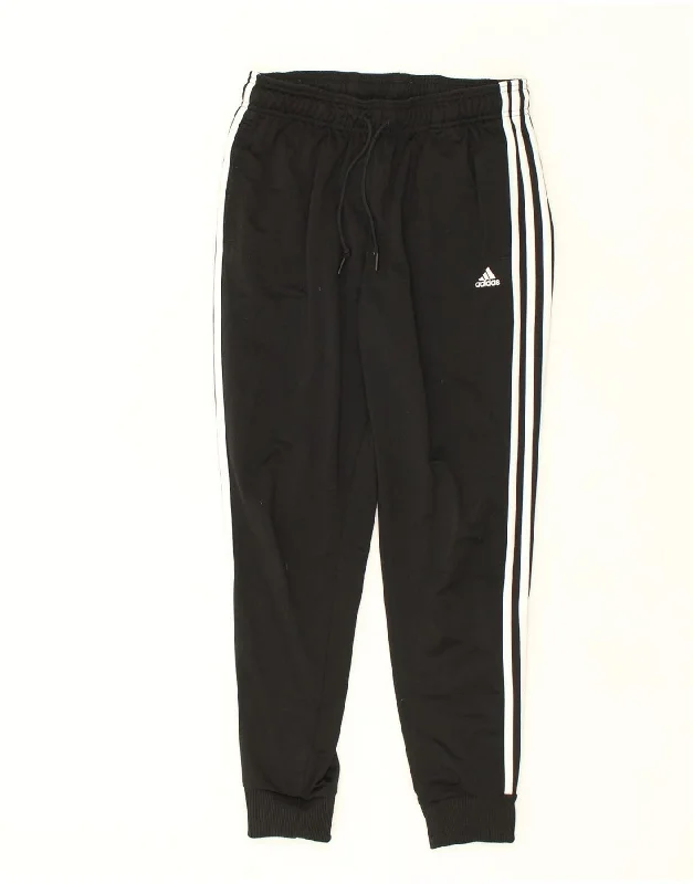 ADIDAS Womens Tracksuit Trousers UK 10 Small Black Polyester Trousers Fleece Cozy