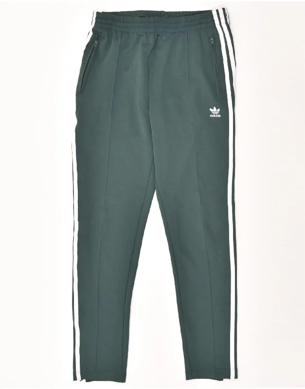 ADIDAS Womens Tracksuit Trousers UK 10 Small Green Polyester Trousers Formal Black