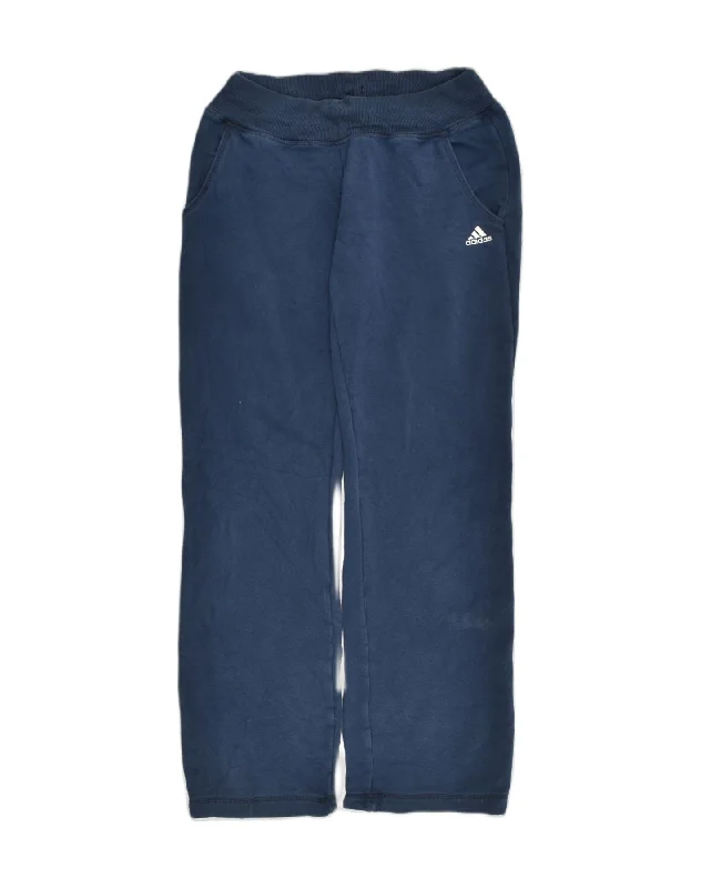 ADIDAS Womens Tracksuit Trousers UK 6 XS Navy Blue Cotton Trousers Floral Bohemian