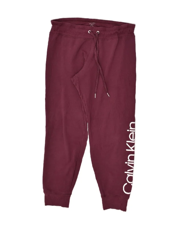 CALVIN KLEIN Womens Tracksuit Trousers Joggers UK 16 Large Burgundy Cotton Trousers Custom Made CALVIN KLEIN Womens Tracksuit Trousers Joggers UK 16 Large Burgundy Cotton Trousers Custom Made