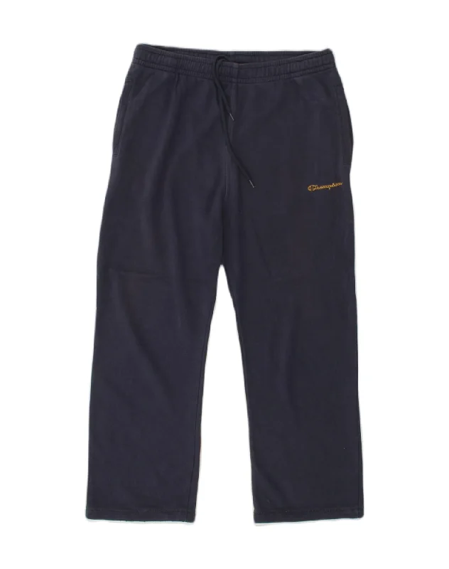 CHAMPION Womens Tracksuit Trousers UK 14 Large Navy Blue Trousers Corduroy Warm