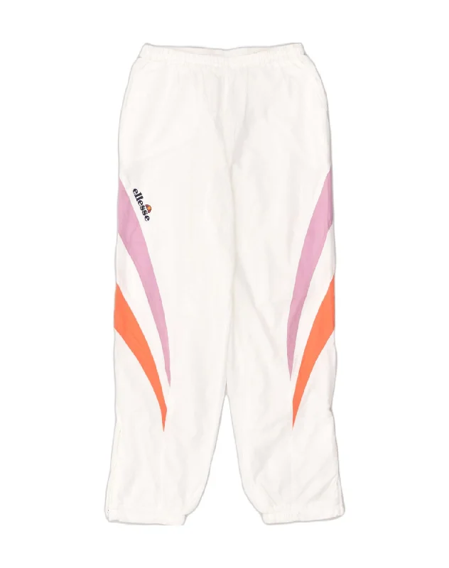 ELLESSE Womens Tracksuit Trousers IT 48 XL White Cotton Trousers Formal Black