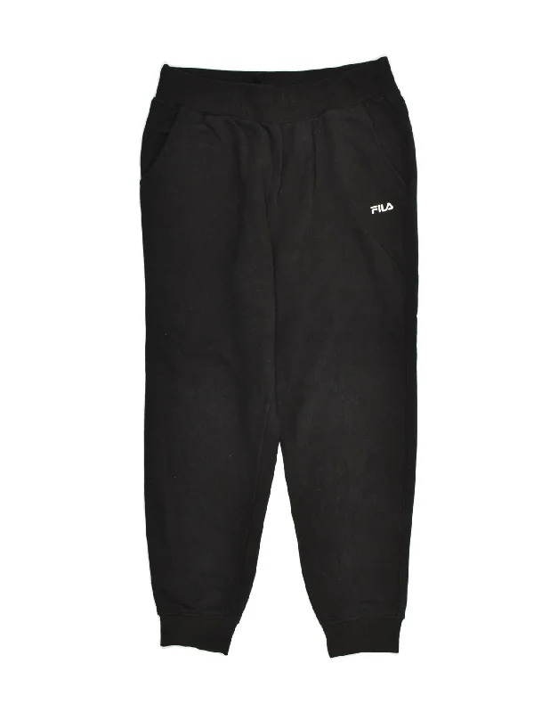 FILA Womens Tracksuit Trousers Joggers UK 14 Large Black Cotton Trousers fashionable trendy FILA Womens Tracksuit Trousers Joggers UK 14 Large Black Cotton Trousers fashionable trendy