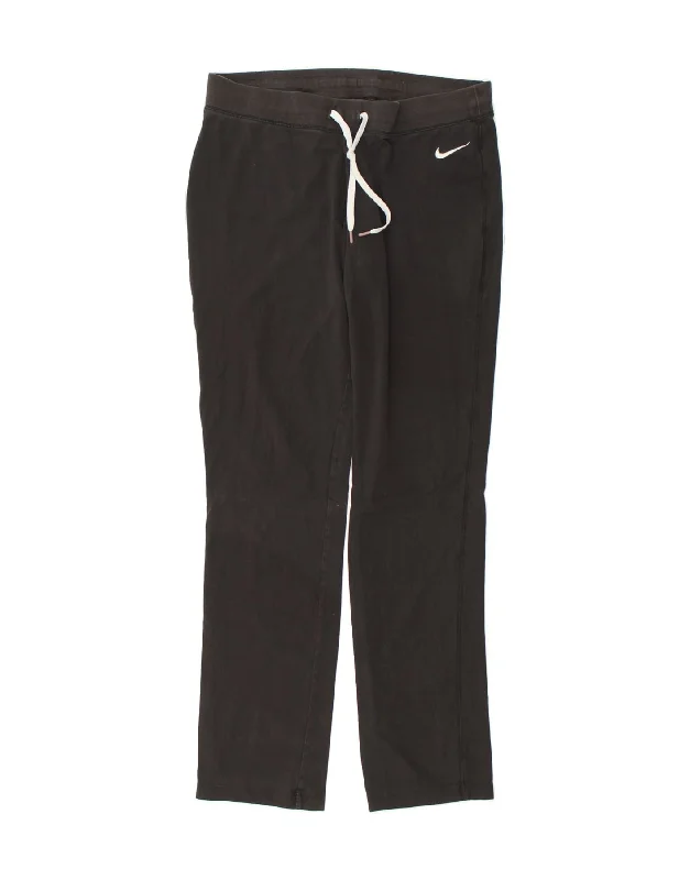 NIKE Womens Tracksuit Trousers UK 14 Large Black Cotton Trousers Bootcut Casual