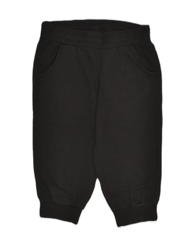PUMA Womens Capri Tracksuit Trousers Joggers UK 14 Large Black Trousers Plaid Checkered