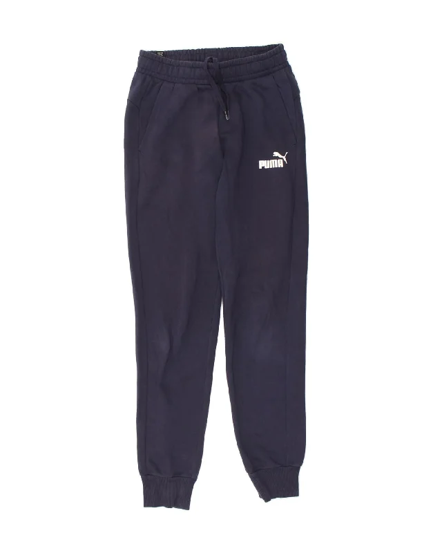 PUMA Womens Tracksuit Trousers Joggers UK 10 Small Navy Blue Cotton Trousers Satin Smooth PUMA Womens Tracksuit Trousers Joggers UK 10 Small Navy Blue Cotton Trousers Satin Smooth
