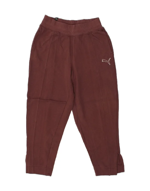 PUMA Womens Tracksuit Trousers UK 6 XS Maroon Cotton Trousers cozy soft