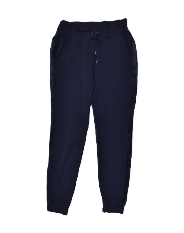 RALPH LAUREN Womens Tracksuit Trousers Joggers UK 10 Small Navy Blue Trousers Versatile Stylish