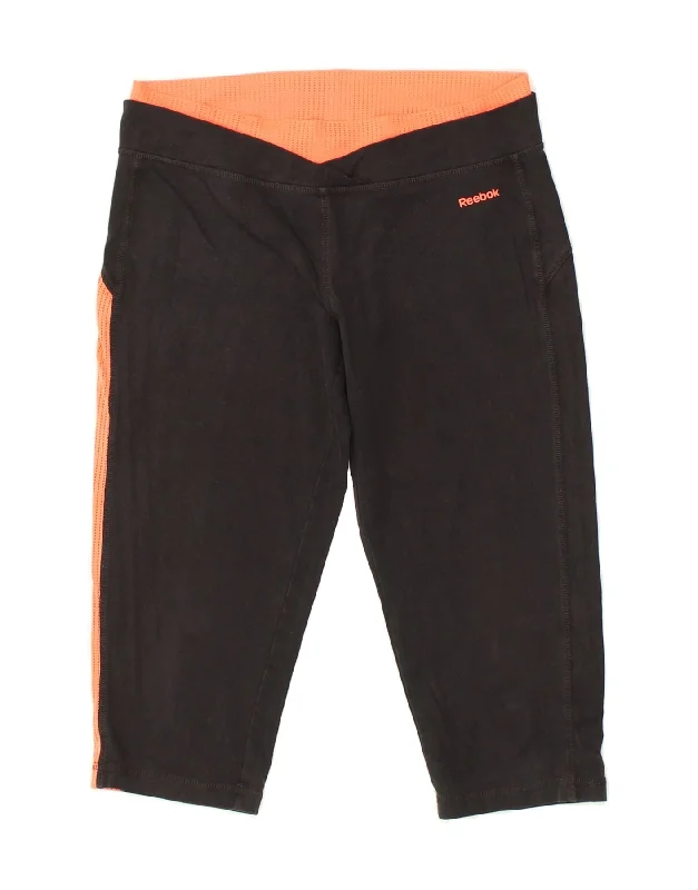REEBOK Womens Capri Tracksuit Trousers UK 8/10 Small Black Cotton Trousers Party Sparkling REEBOK Womens Capri Tracksuit Trousers UK 8/10 Small Black Cotton Trousers Party Sparkling