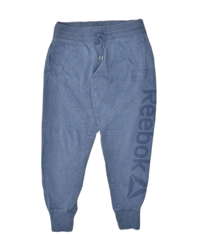 REEBOK Womens Graphic Tracksuit Trousers Joggers UK 14 Medium Blue Cotton Trousers Low Rise Relaxed REEBOK Womens Graphic Tracksuit Trousers Joggers UK 14 Medium Blue Cotton Trousers Low Rise Relaxed