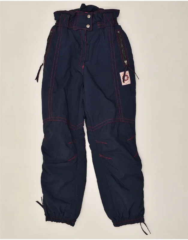 RODEO Womens High Waist Windbreaker Trousers EU 38 Medium Navy Blue Nylon Trousers Harem Relaxed Fit RODEO Womens High Waist Windbreaker Trousers EU 38 Medium Navy Blue Nylon Trousers Harem Relaxed Fit