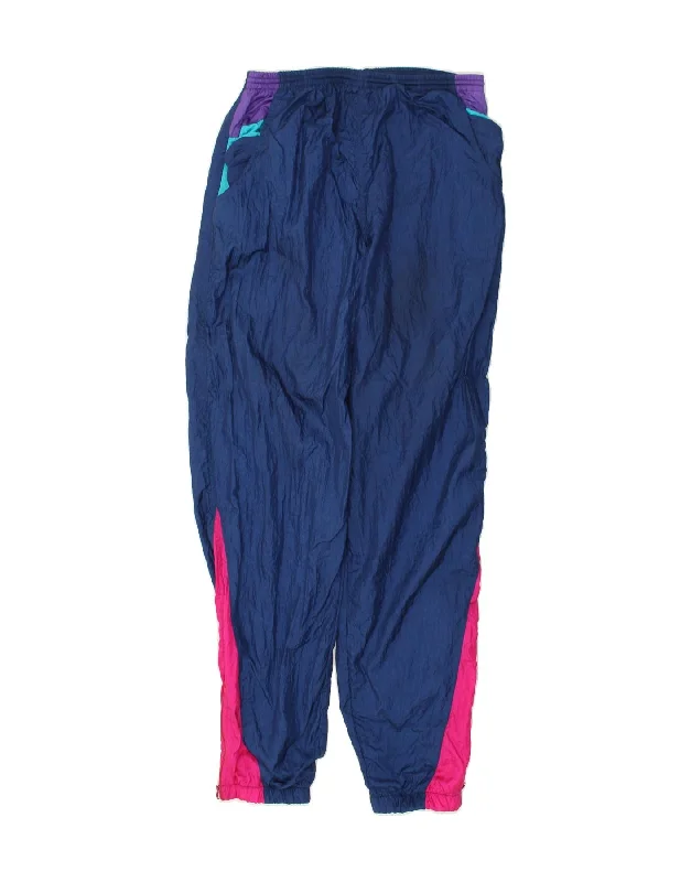 VINTAGE Womens Tracksuit Trousers 2XL Blue Colourblock Nylon Skinny Trousers Denim Stretchy VINTAGE Womens Tracksuit Trousers 2XL Blue Colourblock Nylon Skinny Trousers Denim Stretchy