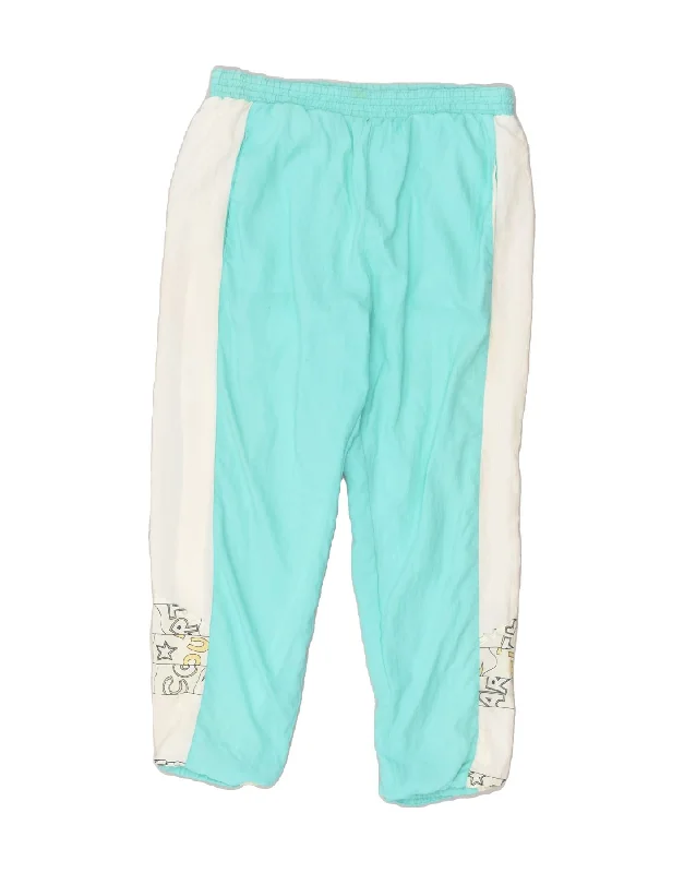 VINTAGE Womens Tracksuit Trousers UK 18 XL Turquoise Colourblock Trousers chic elegant