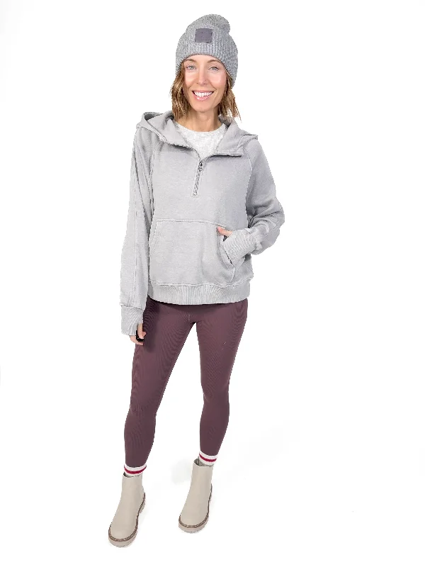 Easy Does It Pullover- GREY Asymmetrical Neck Pullover