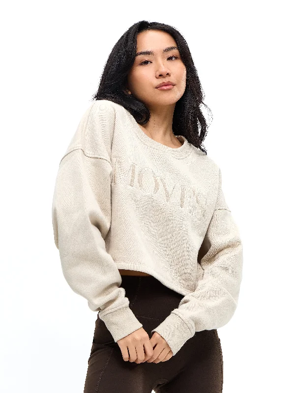 Moves Fleece Crop Pullover - Bone Cowl Neck Pullover