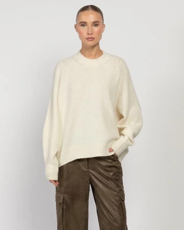 Boxy Pullover Sweater Besom Neck Pullover