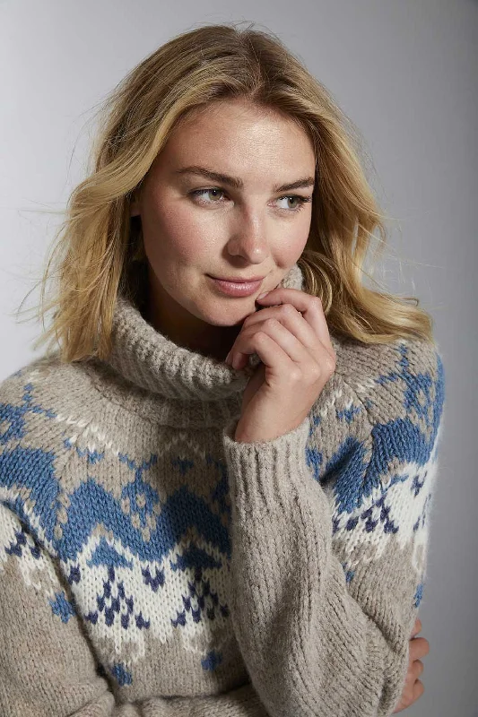Nordic Brushed Baby Alpaca Pullover for Women Seamless Knit Pullover