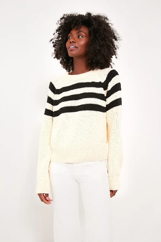Black and Ivory Davide Pullover Bardot Neck Top